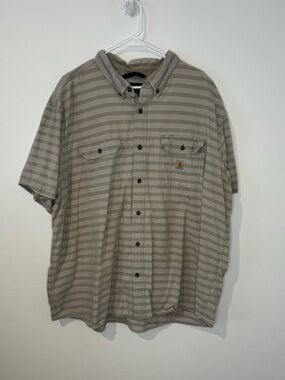 Carhartt Shirt Men’s 3XL Loose Fit Striped Short Sleeve Button Up Workwear